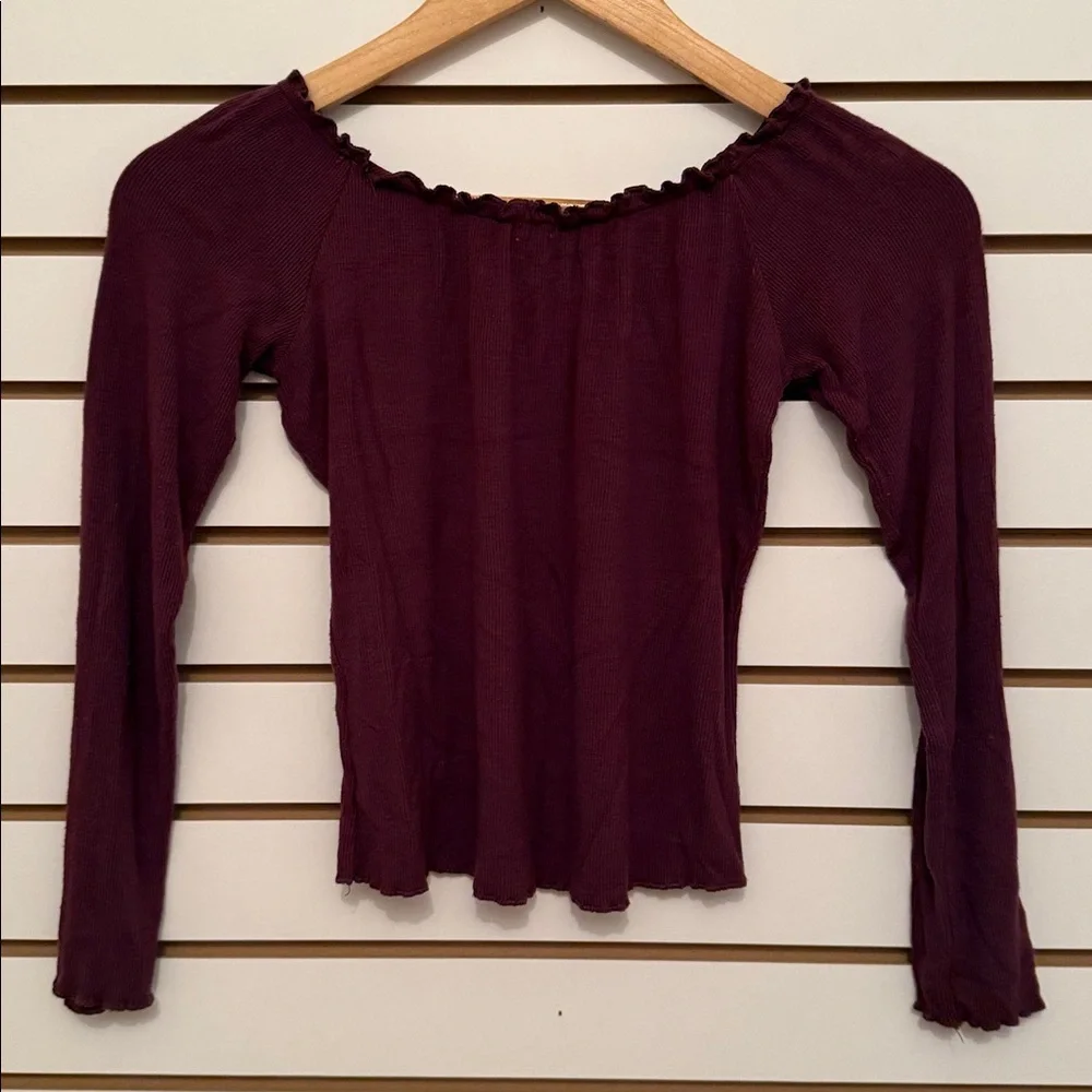Garage Plum Ruffled Top - Picture 2 of 5